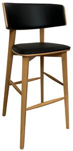 FormWood Černá koženková barová židle NORA 76 cm