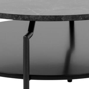 Scandi Černý konferenční stolek Welding 80 cm s mramorovým dekorem