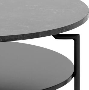 Scandi Černý konferenční stolek Welding 80 cm s mramorovým dekorem