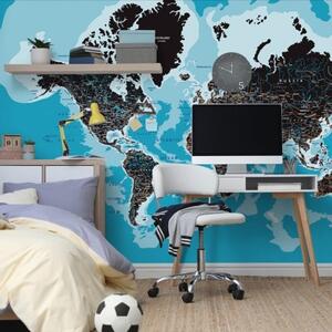 Samolepící tapeta moderní mapa světa - 150x100 cm