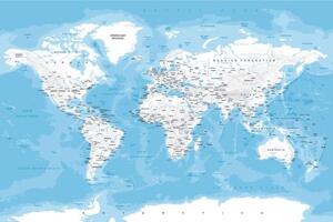 Tapeta stylová mapa světa - 150x100 cm