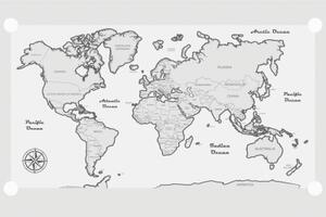 Tapeta mapa světa s šedým okrajem - 300x200 cm