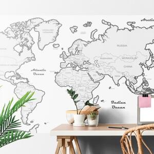 Samolepící tapeta mapa světa s šedým okrajem - 375x250 cm