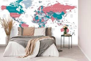 Tapeta mapa světa s pastelovým nádechem - 150x100 cm