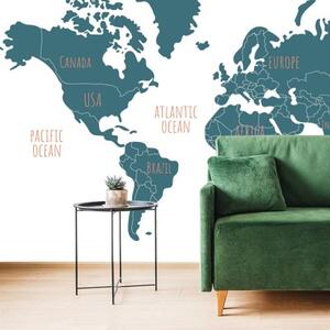 Samolepící tapeta moderní mapa světa - 225x150 cm