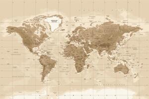 Tapeta nádherná vintage mapa světa - 150x100 cm