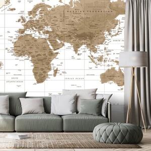 Samolepící tapeta nádherná vintage mapa s bílým pozadím - 300x200 cm