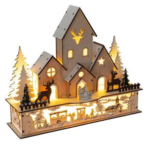 Retlux LED Vánoční dekorace LED/2xAA vesnice dřevo FT0528