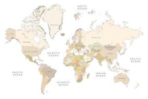 Samolepící tapeta mapa světa s vintage prvky - 450x300 cm