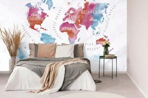 Tapeta akvarelová mapa světa - 150x100 cm