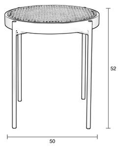Černý dřevěný odkládací stolek ZUIVER SPIKE 50 cm s ratanovým výpletem