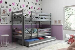 Vikio Dětská patrová postel 90x200 cm z borovicového dřeva v barvě grafit F1274