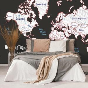Tapeta jedinečná mapa světa - 225x150 cm