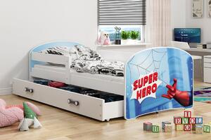 Dětská postel Luki - Bílá (Spiderman) 160x80 cm