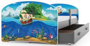 Dětská postel Luki - Grafit (Piráti) 160x80 cm