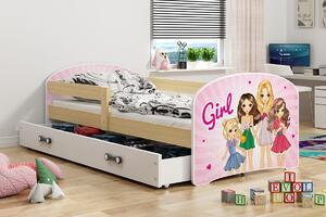 Dětská postel Luki - Přírodní (Girls) 160x80 cm