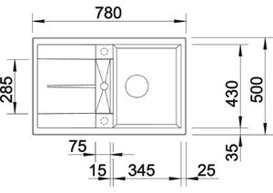 Granitový dřez Blanco METRA 45 S Silgranit tartufo oboustranné provedení bez excentru