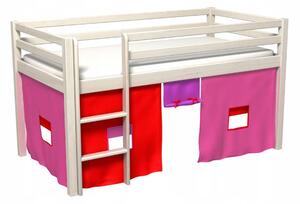 Látkový závěs - domeček do vyvýšené postele BERTÍK - růžový