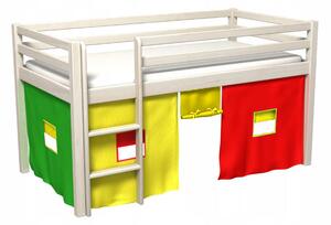 Látkový závěs - domeček do vyvýšené postele BERTÍK - barevný (multicolor)