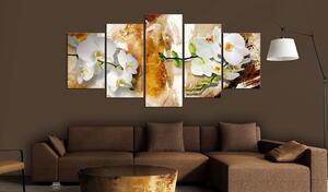 Obraz - Hnědá barva a orchidej 100x50