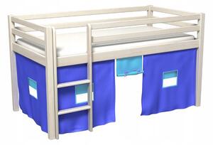 Látkový závěs - domeček do vyvýšené postele BERTÍK - modrý