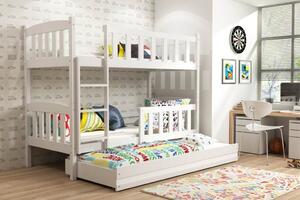 Vikio Dětská patrová postel s přistýlkou v bílé barvě F1394