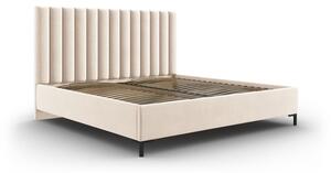 Béžová čalouněná dvoulůžková postel s úložným prostorem s roštem 200x200 cm Casey – Mazzini Beds