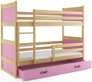 BMS Dětská patrová postel RICO | borovice 80 x 160 cm Barva: Růžová