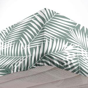 Bílo-zelené napínací bavlněné prostěradlo 160x200 cm Botania – douceur d'intérieur