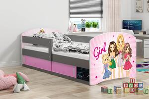 BMS Group Dětská postel Luki 1 160x80 - Grafit - Girls