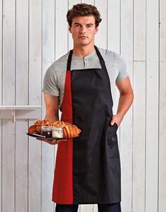 Premier Workwear Dvoubarevná kuchařská zástěra s laclem - Černá / červená