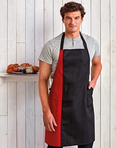 Premier Workwear Dvoubarevná kuchařská zástěra s laclem - Černá / červená