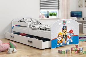 Dětská postel Luki - Bílá (Tlapková patrola) 160x80 cm