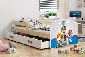 Dětská postel Luki - Přírodní (Tlapková patrola) 160x80 cm