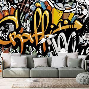 Samolepící tapeta graffiti na cihlové zdi