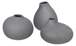 Tmavě šedé porcelánové vázy v sadě 3 ks (výška 9 cm) Nona – Blomus