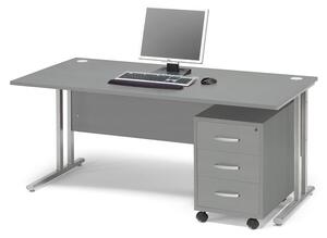 AJ Produkty Kancelářská sestava FLEXUS, stůl 1600x800 mm + 3zásuvkový kontejner, šedá