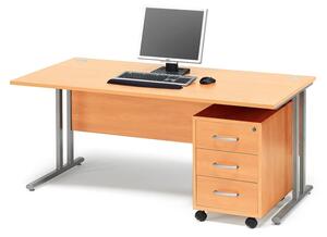 AJ Produkty Kancelářská sestava FLEXUS, stůl 1600x800 mm + 3zásuvkový kontejner, buk