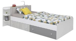 Dětská postel Como CM13, bílý lesk/dub Wilton bílý/šedá Zvolte možnost matrace: Bez matrace