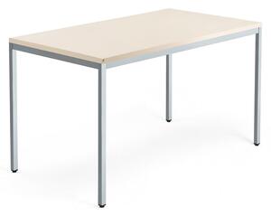 AJ Produkty Psací stůl QBUS, 4 nohy, 1400x800 mm, stříbrný rám, bříza