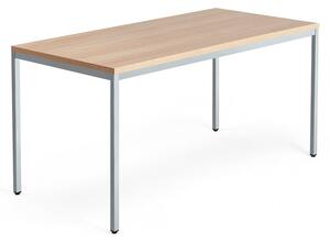 AJ Produkty Psací stůl QBUS, 4 nohy, 1600x800 mm, stříbrný rám, dub