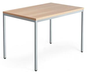 AJ Produkty Psací stůl QBUS, 4 nohy, 1200x800 mm, stříbrný rám, dub