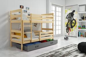 Dětská patrová postel ERYK | borovice Barva: Borovice / šedá, Rozměr: 160 x 80 cm