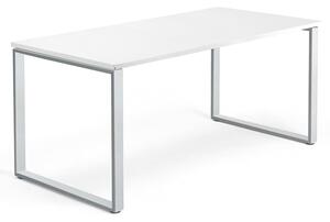 AJ Produkty Psací stůl QBUS, O-podnož, 1600x800 mm, stříbrný rám, bílá