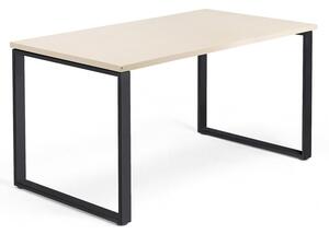 AJ Produkty Psací stůl QBUS, O-podnož, 1400x800 mm, černý rám, bříza