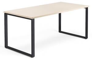 AJ Produkty Psací stůl QBUS, O-podnož, 1600x800 mm, černý rám, bříza