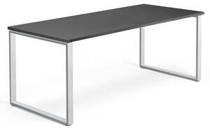 AJ Produkty Psací stůl QBUS, O-podnož, 1800x800 mm, stříbrný rám, černá