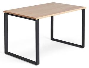 AJ Produkty Psací stůl QBUS, O-podnož, 1200x800 mm, černý rám, dub