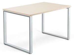 AJ Produkty Psací stůl QBUS, O-podnož, 1200x800 mm, stříbrný rám, bříza