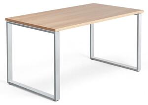 AJ Produkty Psací stůl QBUS, O-podnož, 1400x800 mm, stříbrný rám, dub
